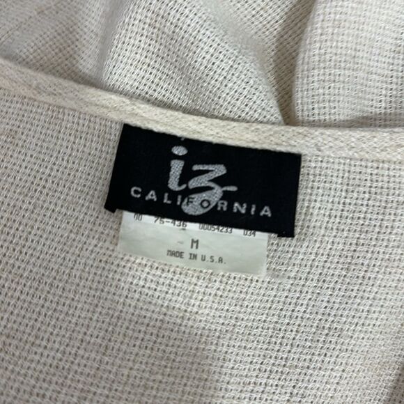 IZ California Vintage Neutral Beige Flax Blend Button Front V-neck Vest Size M - Picture 3 of 8